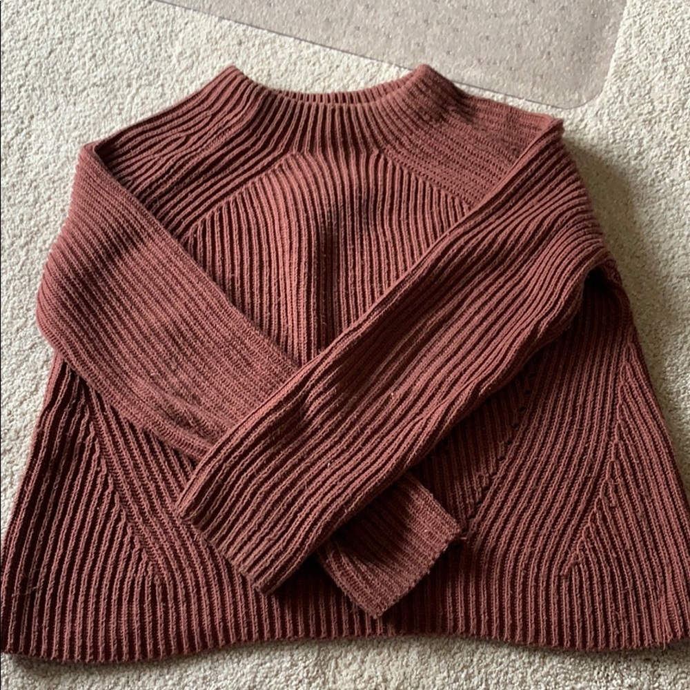 Athleta Brown Burgundy Chunky Knit Sweater XS